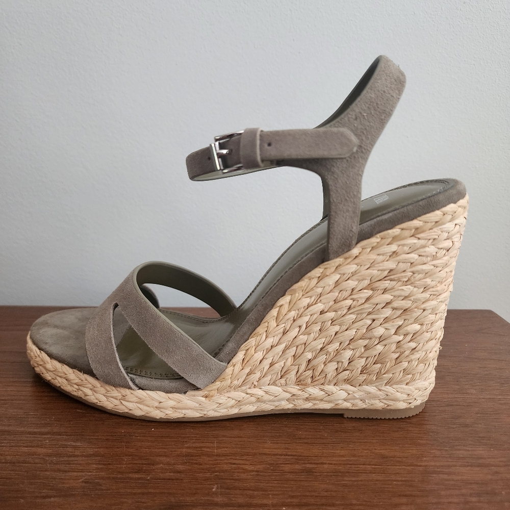 NWT ZARA Olive Khaki Green Wedge Sandals EU 40 US 9 - Picture 3 of 6